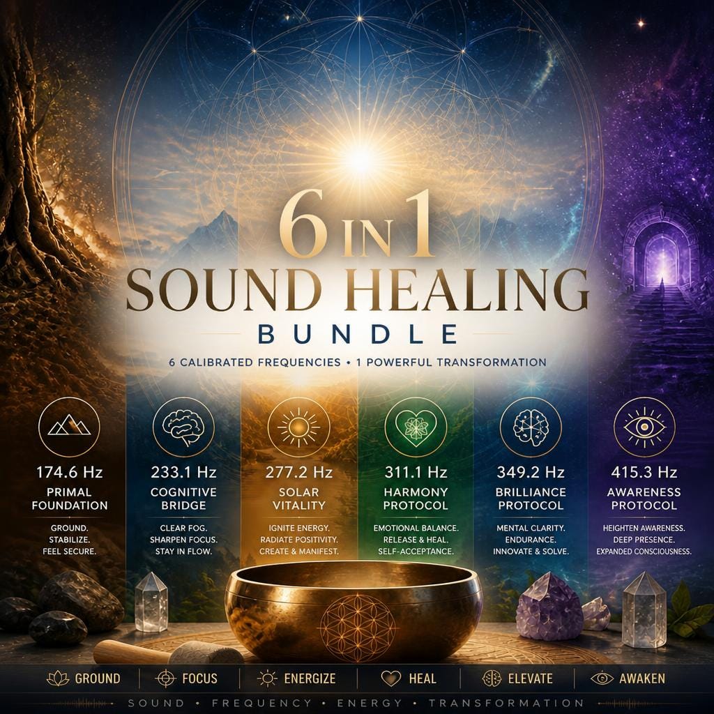 6-in-1 Sound Healing Bundle | Complete Frequency Protocol Set | 174.6Hz – 415.3Hz | Meditation Music Collection
