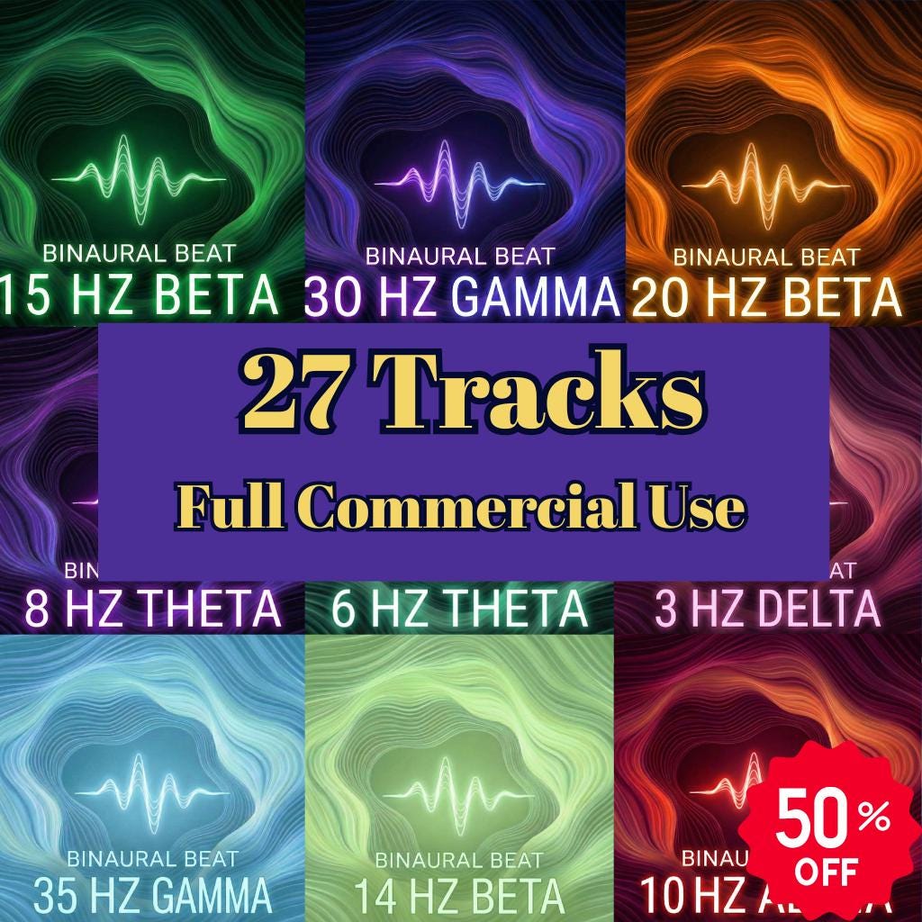 Complete Binaural Beats Bundle | 9 Frequencies (Delta - Gamma) | 27 Tracks Total | Commercial Use Meditation Music