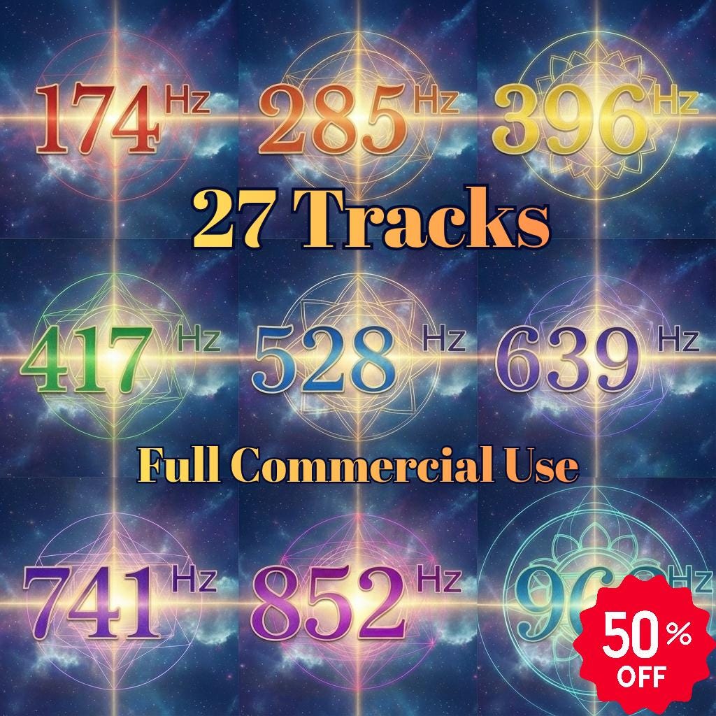 Complete Solfeggio Frequency Bundle | All 9 Frequencies (174Hz - 963Hz) | 27 Tracks Total | Commercial Use Meditation Music