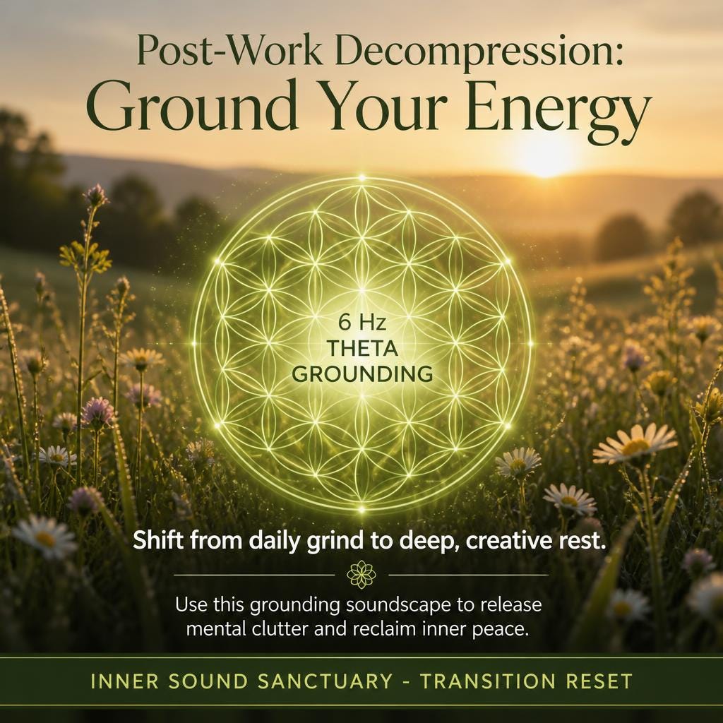 6 Hz Theta Grounding Soundscape, Post-Work Decompression Audio, Meditation Music